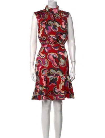 Pre-owned Saloni Paisley Print Mini Dress In Red