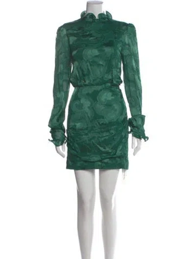 Pre-owned Saloni Paisley Print Mini Dress W/ Tags In Green