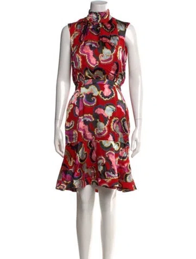 Pre-owned Saloni Paisley Print Mini Dress W/ Tags In Red