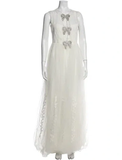 Pre-owned Saloni Patterned Long Dress In Neutrals