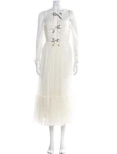 Pre-owned Saloni Patterned Midi Length Dress In Neutrals