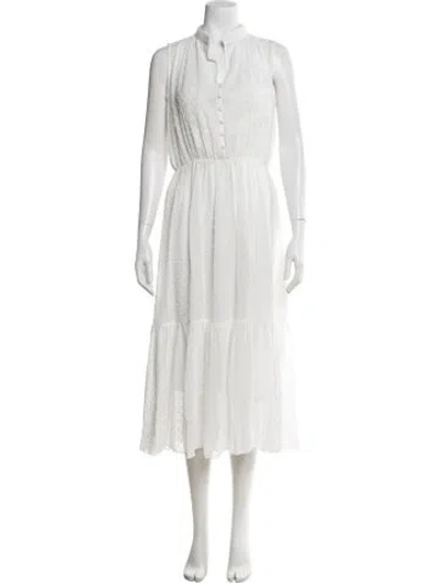 Pre-owned Saloni Patterned Midi Length Dress W/ Tags In White