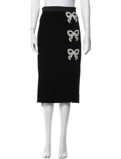 Pre-owned Saloni Patterned Midi Length Skirt In Black