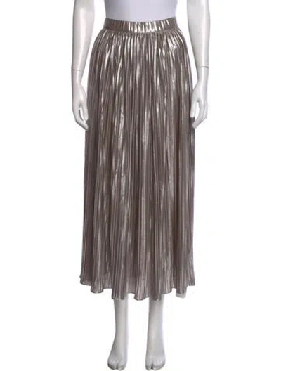 Pre-owned Saloni Patterned Midi Length Skirt In Metallic/silver