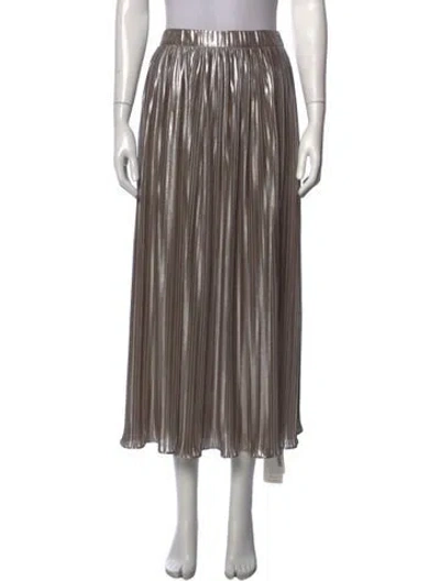 Pre-owned Saloni Patterned Midi Length Skirt In Metallic/silver