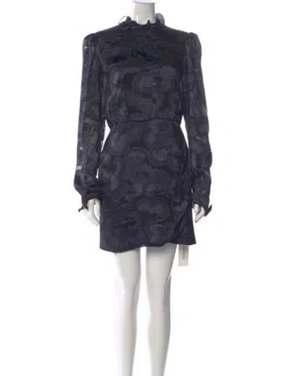 Pre-owned Saloni Patterned Mini Dress In Black