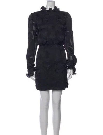 Pre-owned Saloni Patterned Mini Dress In Black