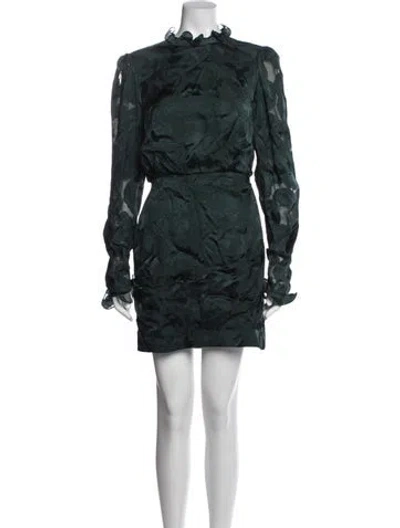 Pre-owned Saloni Patterned Mini Dress In Green