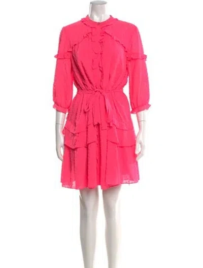 Pre-owned Saloni Patterned Mini Dress In Pink