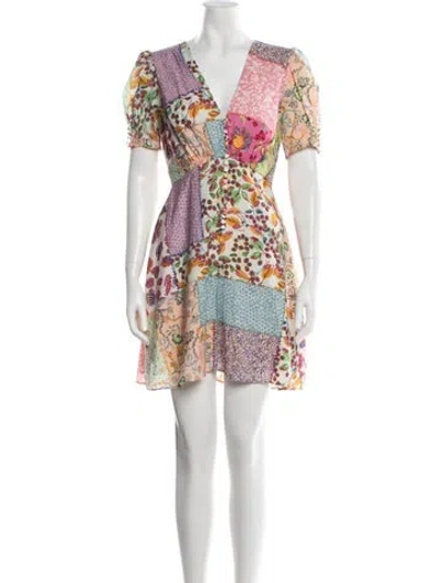 Pre-owned Saloni Patterned Mini Dress In Pink