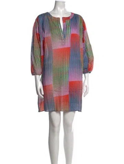 Pre-owned Saloni Patterned Mini Dress In Pink