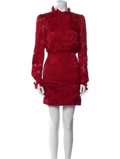 Pre-owned Saloni Patterned Mini Dress In Red