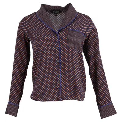 Saloni Peggy Printed Button Down Shirt In Multicolor Silk In Brown