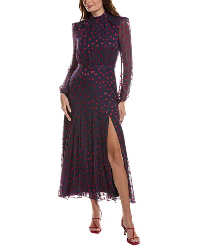 Saloni Polka Dot Devore Silk-blend Midi Dress In Multi