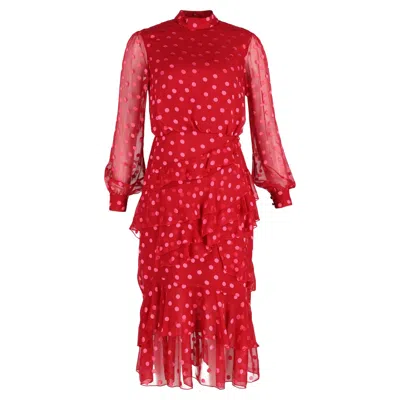 Saloni Polka Dot Midi Dress In Red Polyester