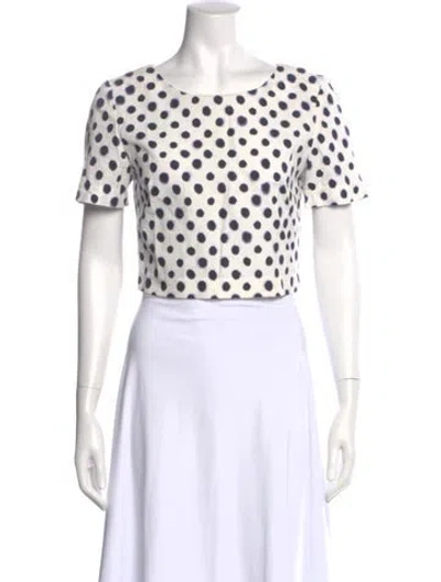 Pre-owned Saloni Polka Dot Print Crew Neck Crop Top In Neutral