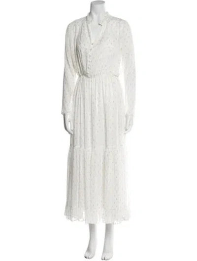 Pre-owned Saloni Polka Dot Print Long Dress In Blue