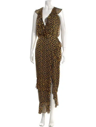Pre-owned Saloni Polka Dot Print Long Dress In Multi