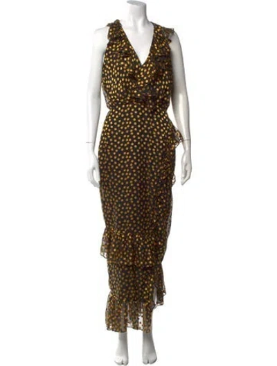 Pre-owned Saloni Polka Dot Print Long Dress In Multi