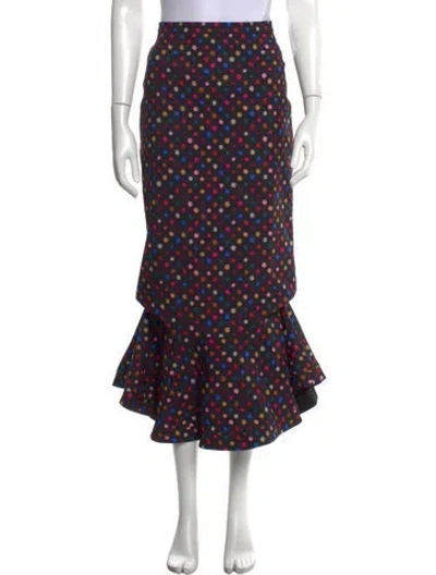 Pre-owned Saloni Polka Dot Print Midi Length Skirt In Black
