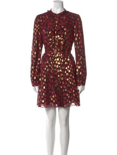 Pre-owned Saloni Polka Dot Print Mini Dress In Black/metallic