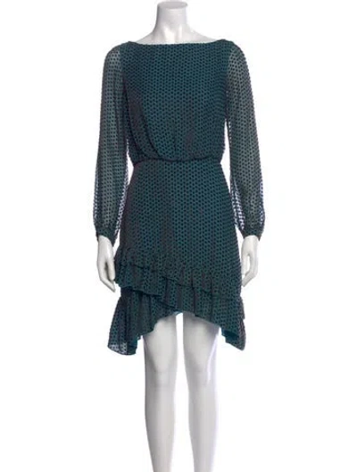 Pre-owned Saloni Polka Dot Print Mini Dress In Blue