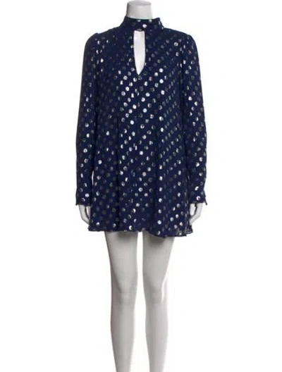 Pre-owned Saloni Polka Dot Print Mini Dress In Blue