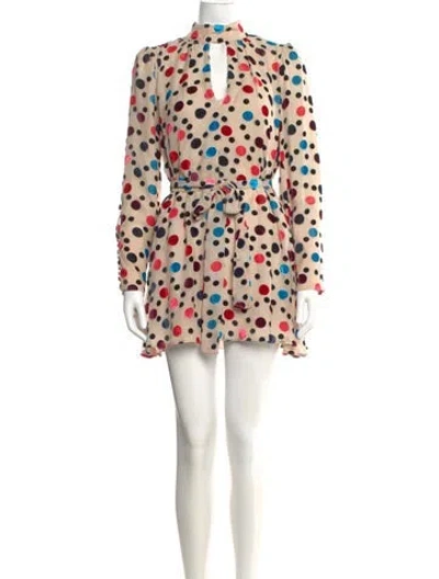 Pre-owned Saloni Polka Dot Print Mini Dress In Neutral