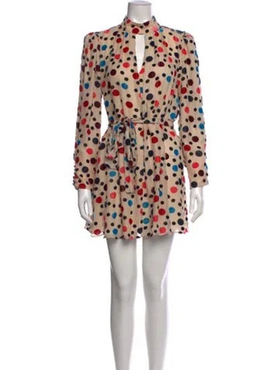 Pre-owned Saloni Polka Dot Print Mini Dress In Neutrals