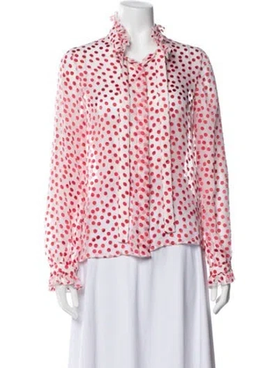 Pre-owned Saloni Polka Dot Print Tie Neck Blouse In Multicolor