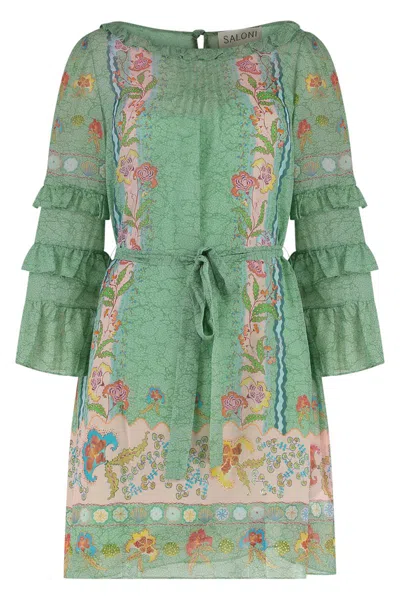 Saloni Printed Dress In Green
