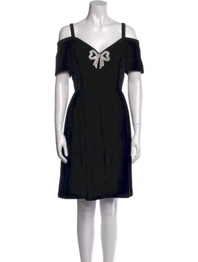 Pre-owned Saloni Printed Knee-length Dress In Black