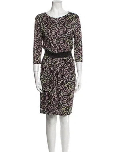 Pre-owned Saloni Printed Knee-length Dress In Black