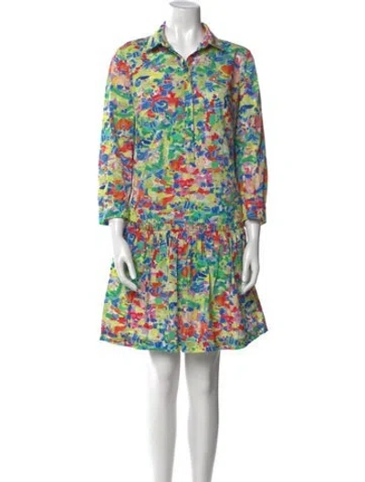 Pre-owned Saloni Printed Knee-length Dress In Green
