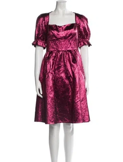 Pre-owned Saloni Printed Knee-length Dress In Pink