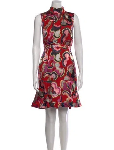 Pre-owned Saloni Printed Knee-length Dress In Red