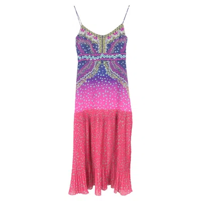Saloni Printed Long Dress In Multicolor Silk