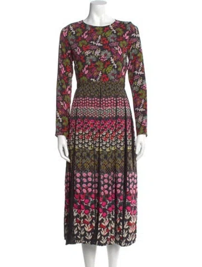 Pre-owned Saloni Printed Long Dress In Multi