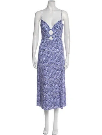 Pre-owned Saloni Printed Long Dress In Multi