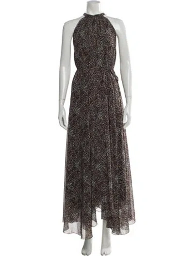 Pre-owned Saloni Printed Long Dress In Multi