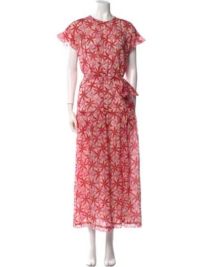 Pre-owned Saloni Printed Long Dress In Neutral