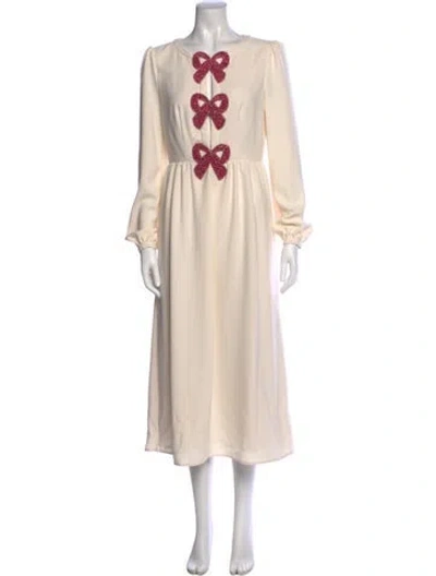 Pre-owned Saloni Printed Long Dress In Neutral