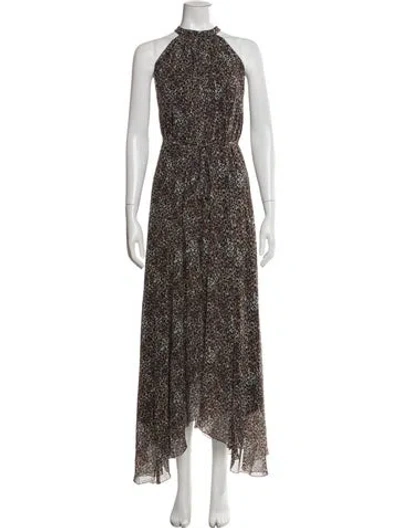 Pre-owned Saloni Printed Long Dress W/ Tags In Brown
