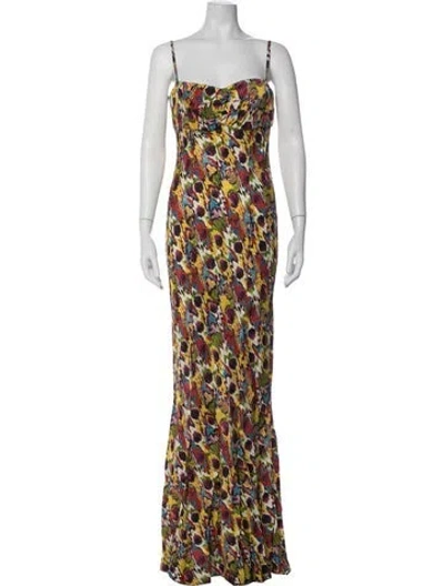 Pre-owned Saloni Printed Long Dress W/ Tags In Multicolor