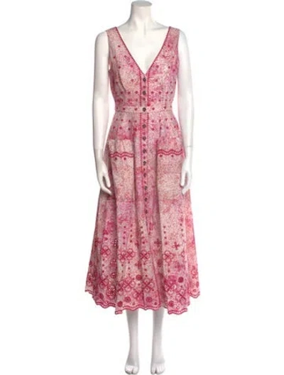 Pre-owned Saloni Printed Long Dress W/ Tags In Pink