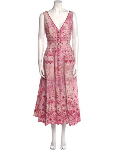 Pre-owned Saloni Printed Long Dress W/ Tags In Pink