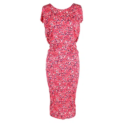 Saloni Printed Midi Dress In Pink Viscose In Multi
