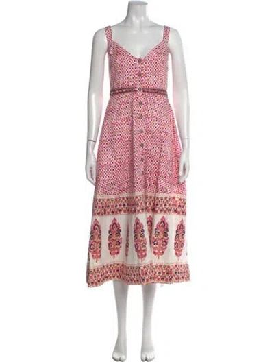 Pre-owned Saloni Printed Midi Length Dress In Pink