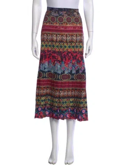 Pre-owned Saloni Printed Midi Length Skirt In Blue