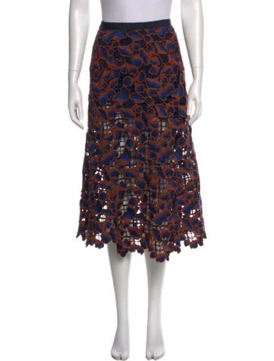 Pre-owned Saloni Printed Midi Length Skirt In Multi